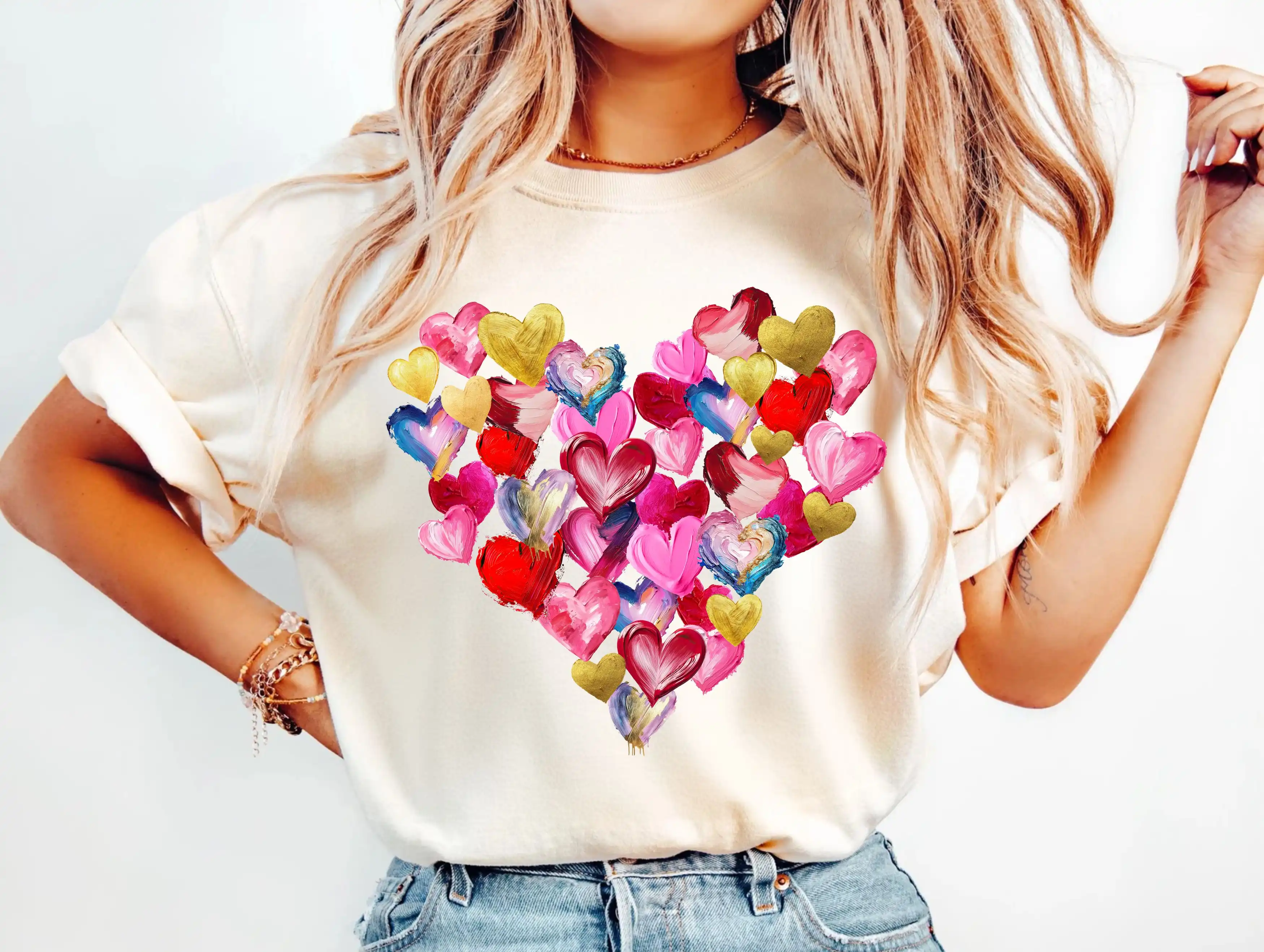 Valentine Hearts Sublimation Design | Red Pink Gold Hearts PNG | Heart Design for T-shirts Sweatshirts | Love Heart Spring Digital Download
