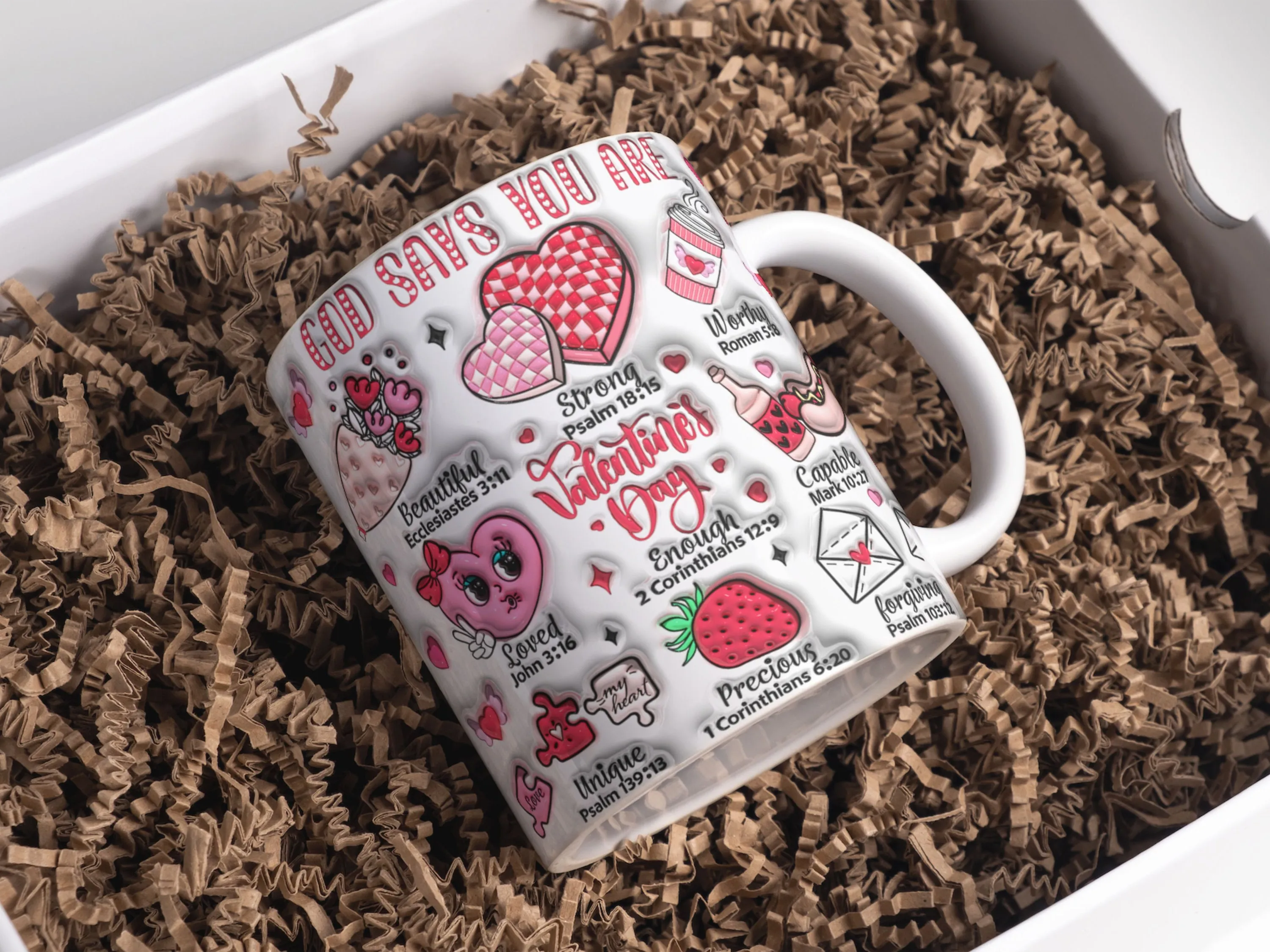 3D God Says You Are Valentine Inflated Mug Wrap Sublimation Design 11oz & 15oz, Puffy Christian Valentine Mug PNG, Sublimation Mug Template