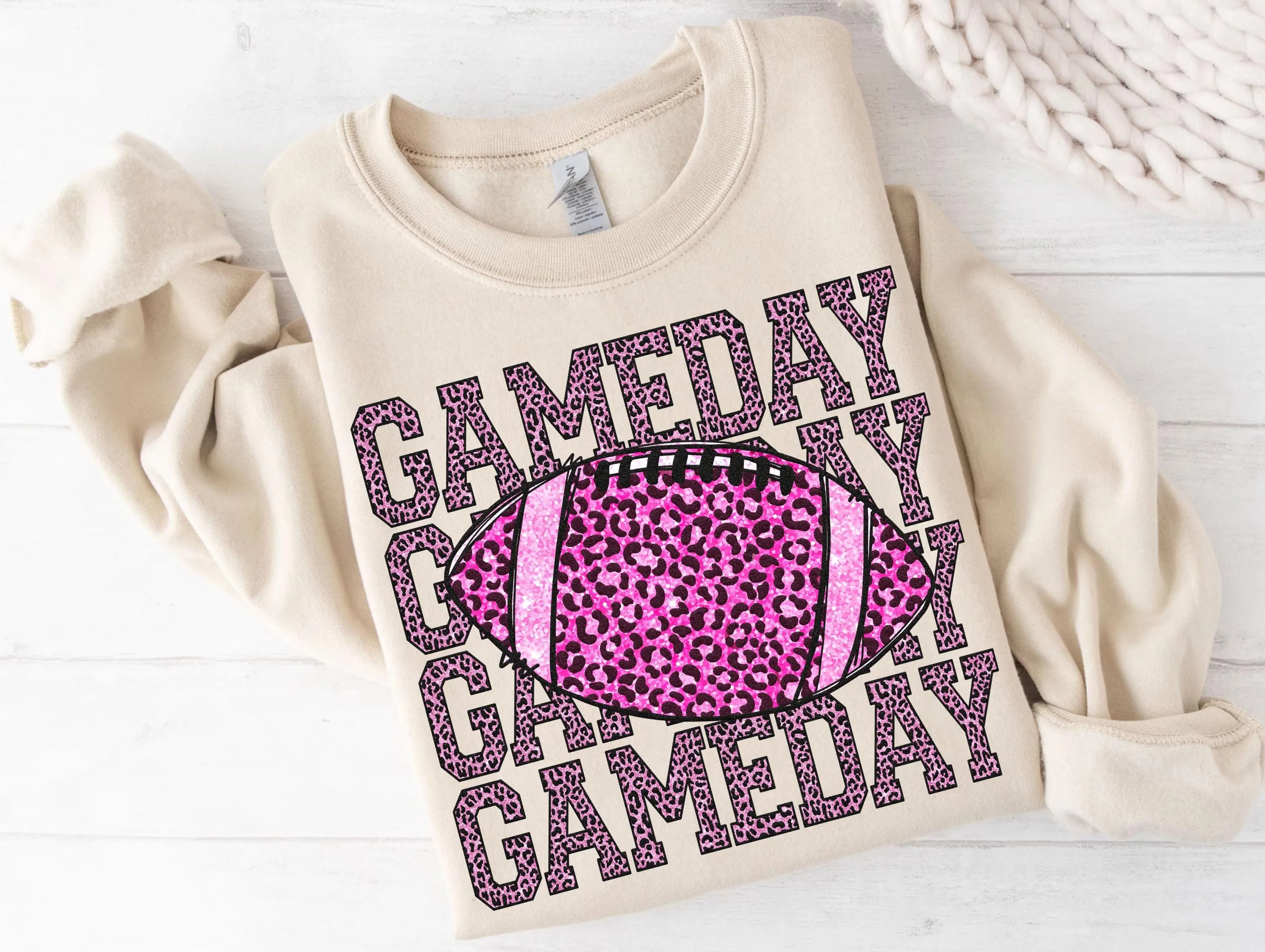 Gameday Leopard Print Football Digital Download, Pink Cheetah Sport Sublimation Design for Sweatshirts, T-Shirts, American Girly Fan PNG