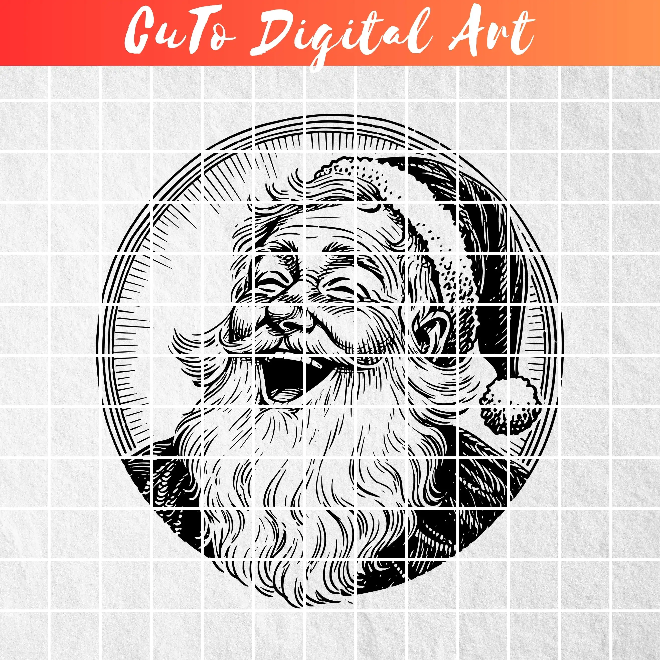 Vintage Santa Claus with Jolly Laughing Expression - Retro Christmas PNG SVG Digital Download