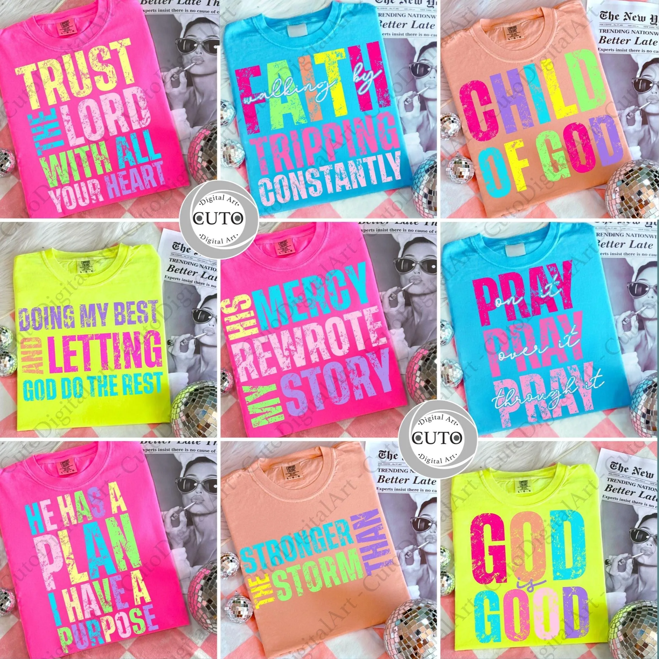 Faith & God Quotes PNG Designs Bundle - T-Shirt Digital Download | Feel Good Religious Design, Christian Trendy Sublimation