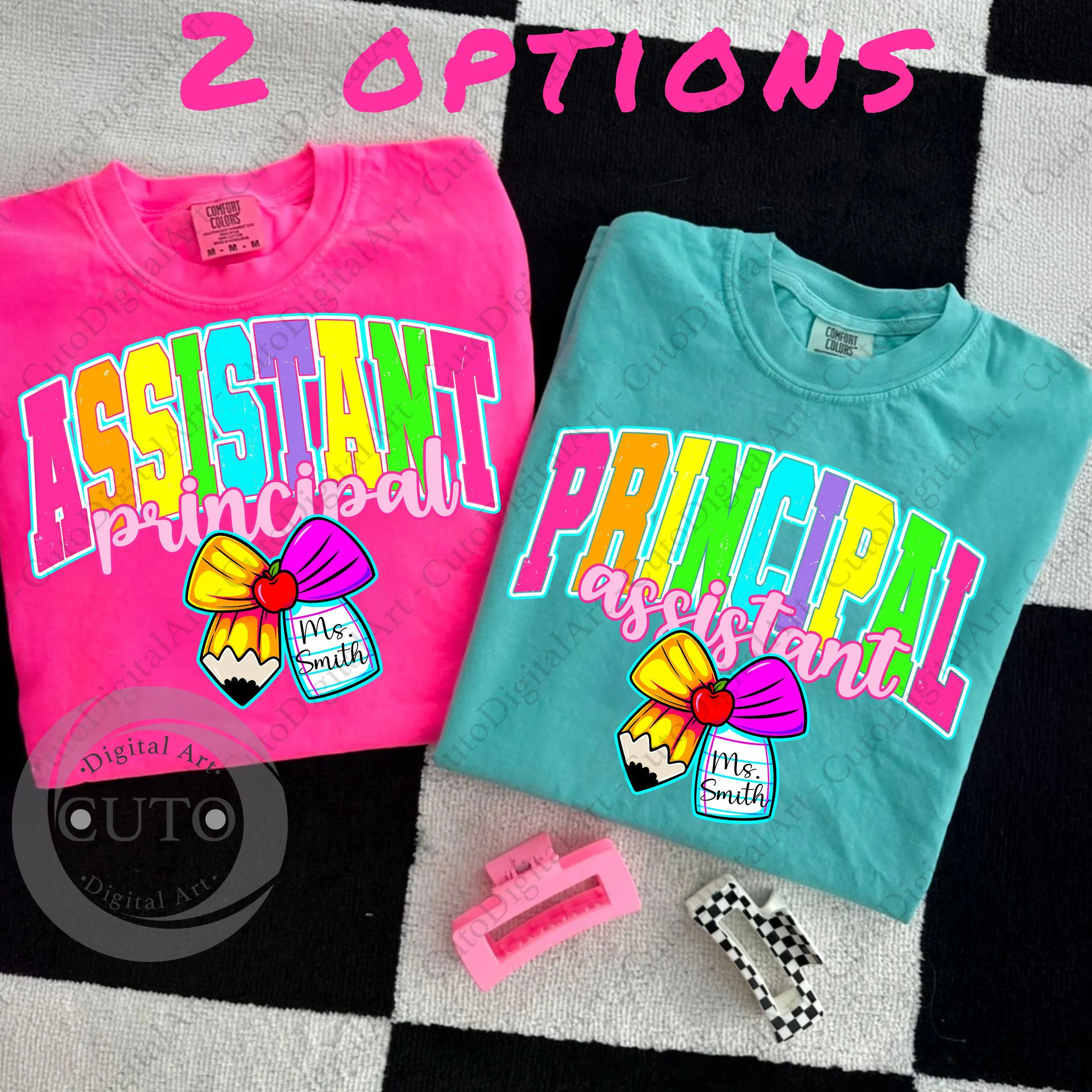 Assistant Principal & Principal Assistant T-Shirt Design Bundle - Rainbow School Staff Apparel PNG Digital Download