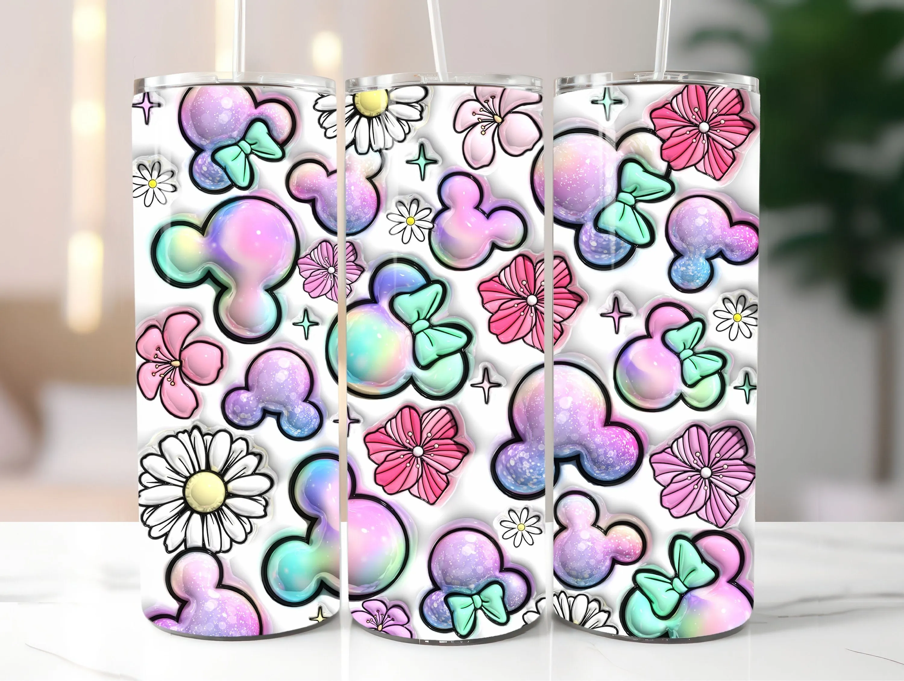 3D Mouse Cotton Candy Inflated Tumbler PNG - 3D Puffy Cartoon Tumbler Wrap & Design - 20oz Tumbler Sublimation - Instant Digital Download