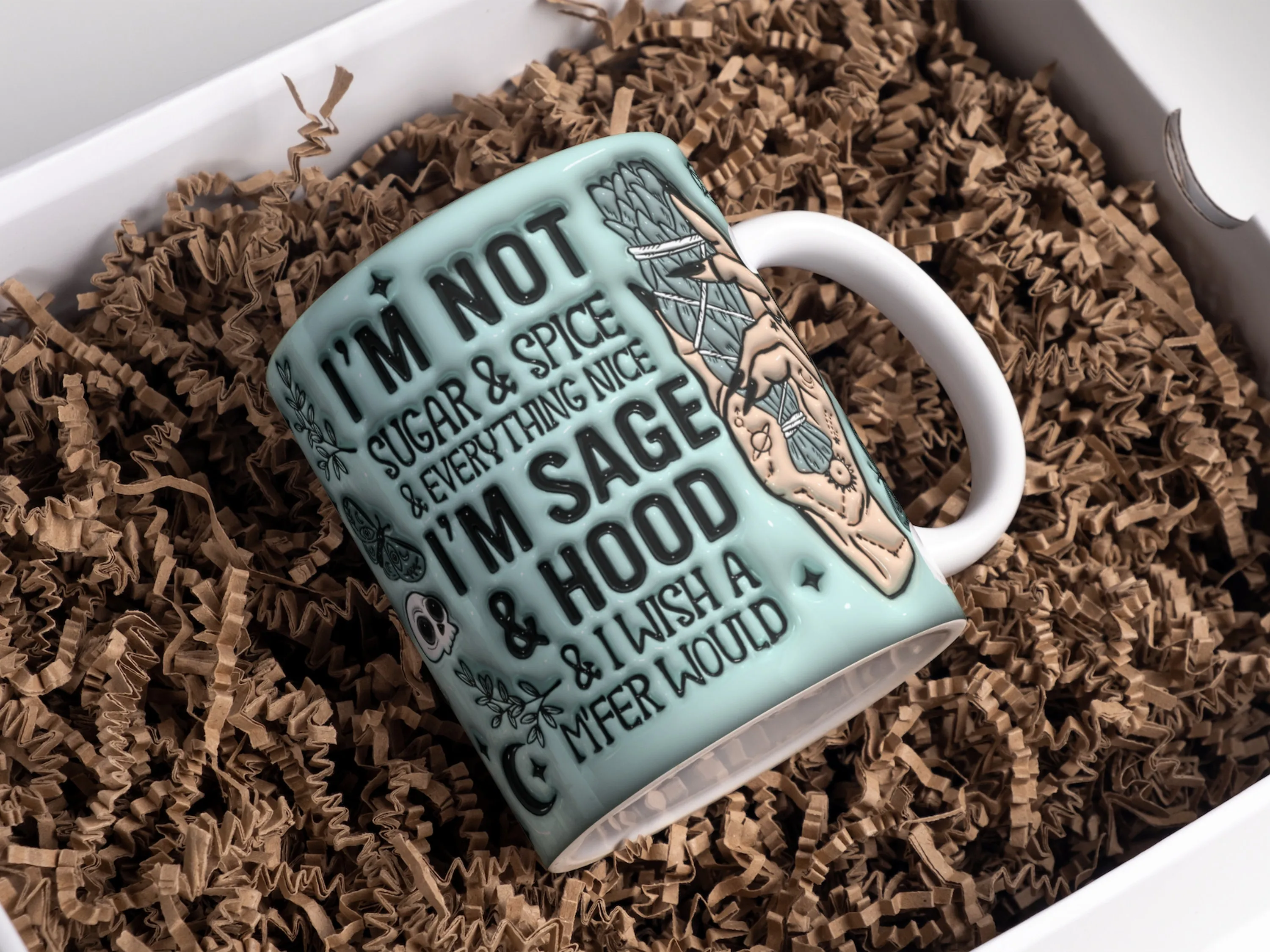 3D I'm Not Sugar and Spice I'm Sage Mug Wrap Sublimation Design 11oz & 15oz, 3D Puffy Peace Funny Witch Mug PNG, Mug Sublimation Designs