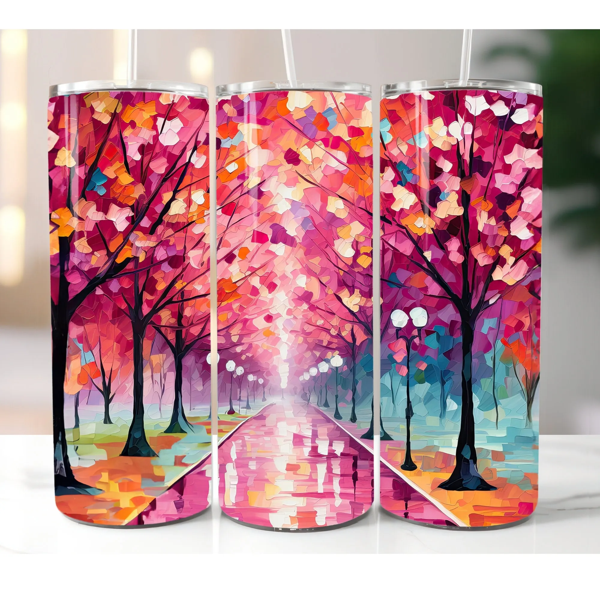 3D Fall Alley Tumbler Wrap - Autumn 20oz Tumbler & 30oz Tumbler - 3D Tumbler Wrap - 3D Tumbler Design - Skinny Tumbler Sublimation Designs