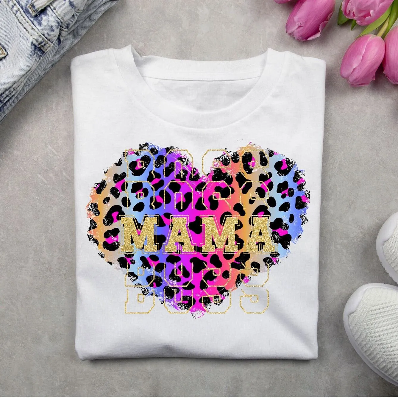 Mama Boss PNG, Retro Leopard Heart Mama PNG, Mother's Day gift Png, Gift for mom png, Mom Life Digital, Mother's day Glitter T-shirt Design