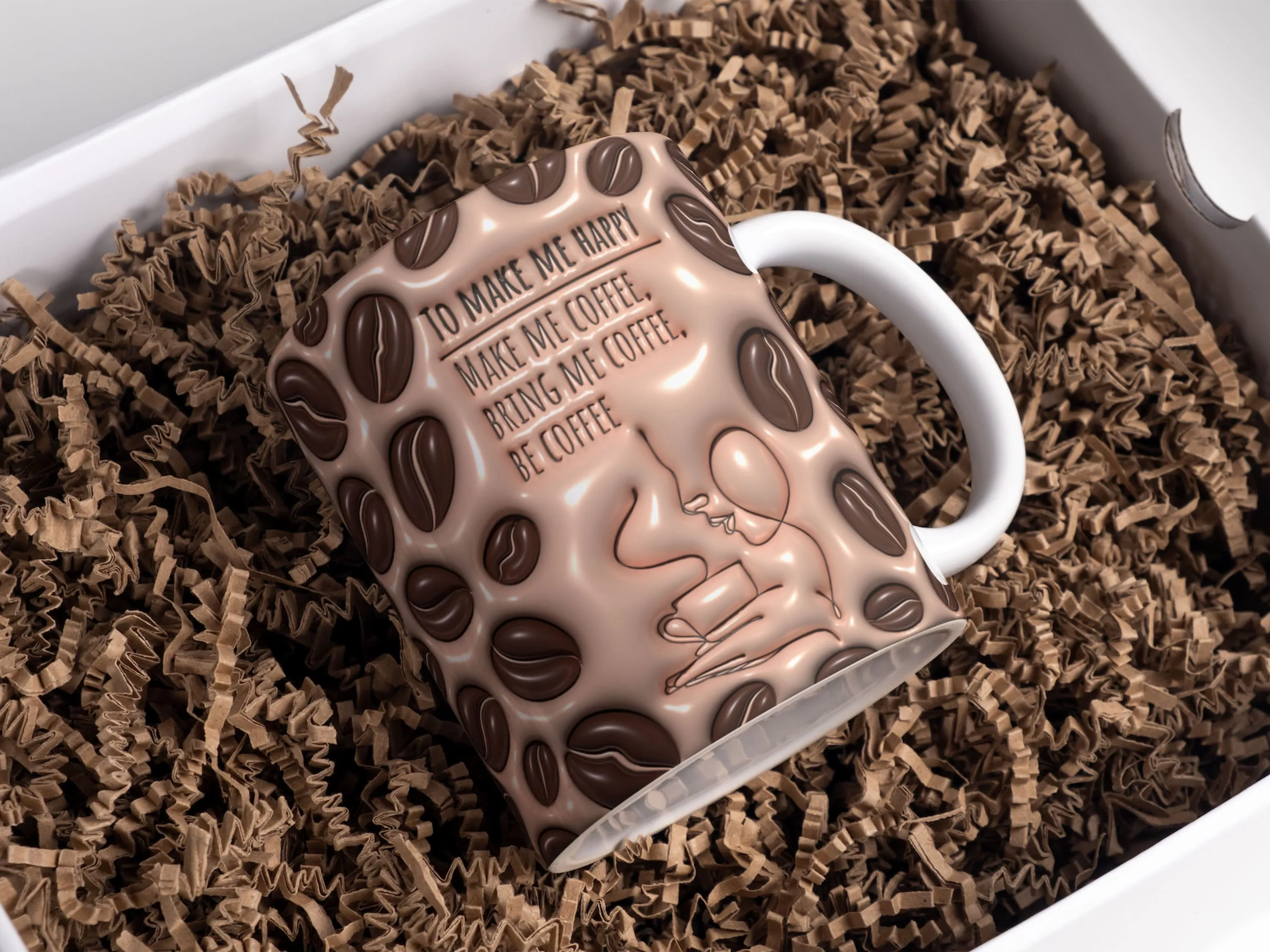 3D Coffee Inflated Mug Wrap Sublimation Design 11oz & 15oz, 3D Coffee Lover Mug PNG, Mug Sublimation Designs, Mug Template For Sublimation