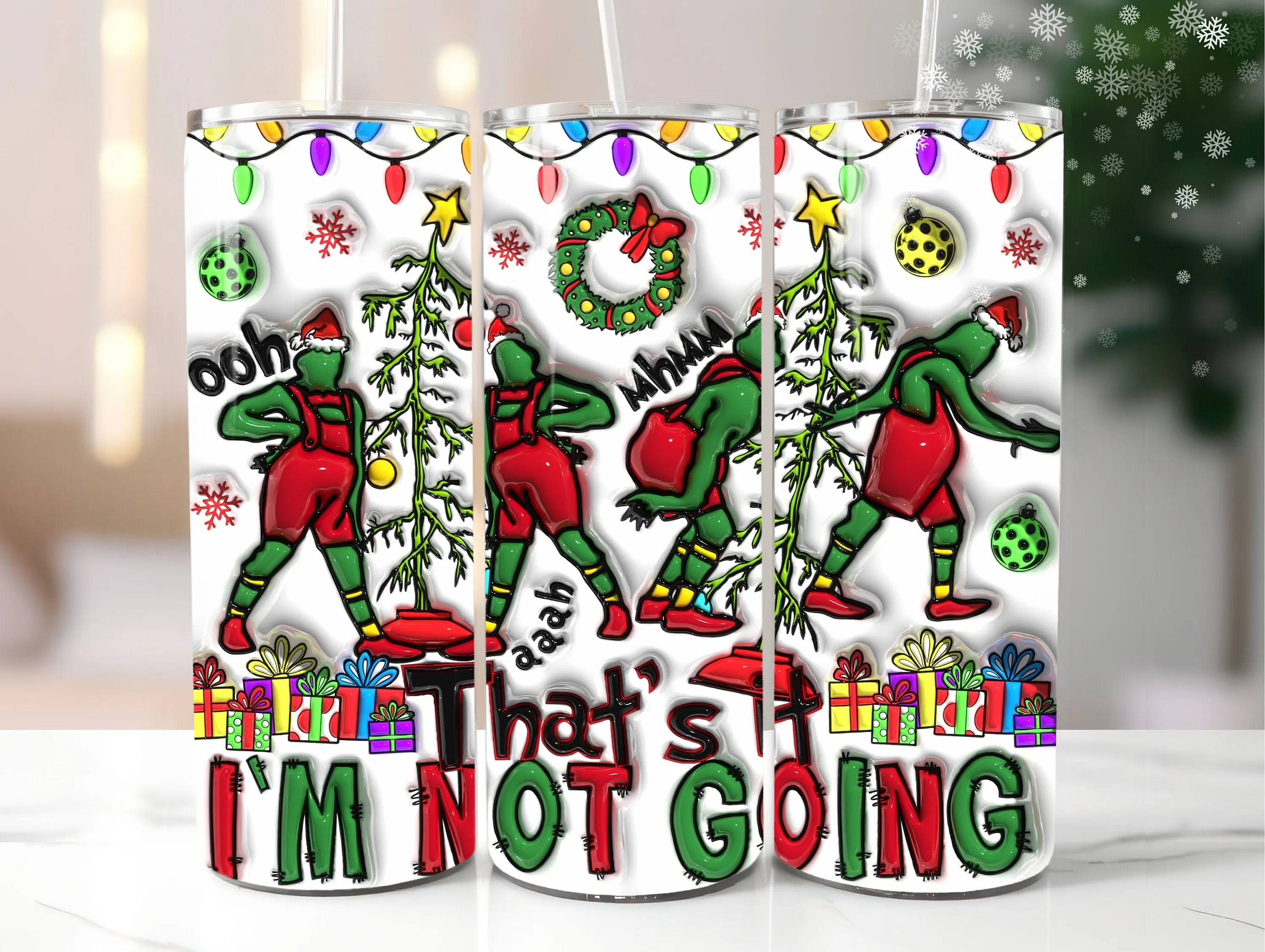 3D That's It I'm not Going Inflated Tumbler Wrap, Funny Xmas PNG, Puffy Christmas 20oz Tumbler Sublimation Design, Instant Digital Download