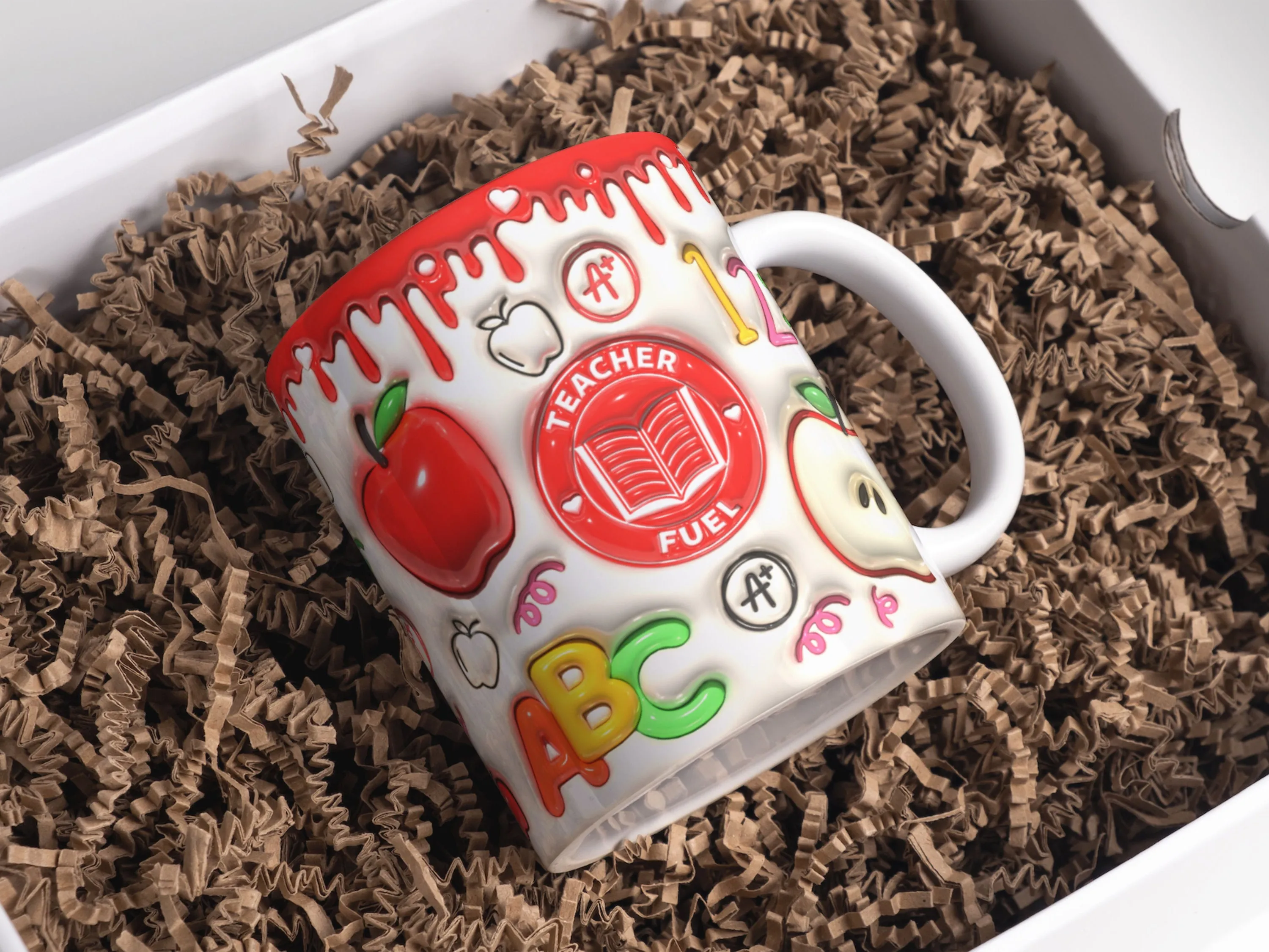 3D Teacher Fuel Inflated Mug Wrap Sublimation Design 11oz & 15oz, 3D Puffy Teacher Mug PNG, Mug Sublimation Designs