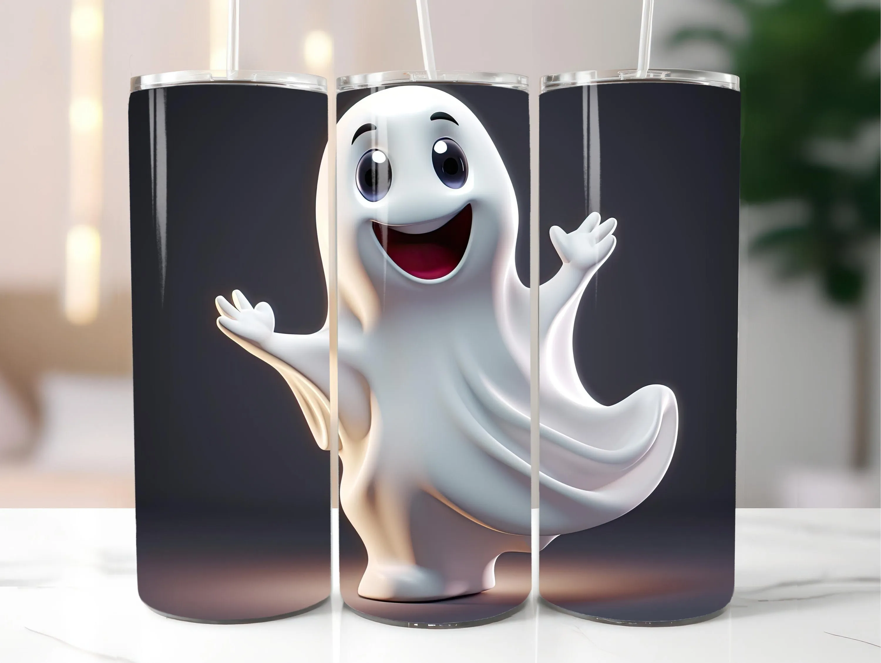 3D Halloween Ghost Tumbler Wrap, 20oz Tumbler & 30oz Tumbler, 3D Tumbler Wrap, 3D Tumbler Design, Sublimation Designs, Skinny Tumbler Wrap