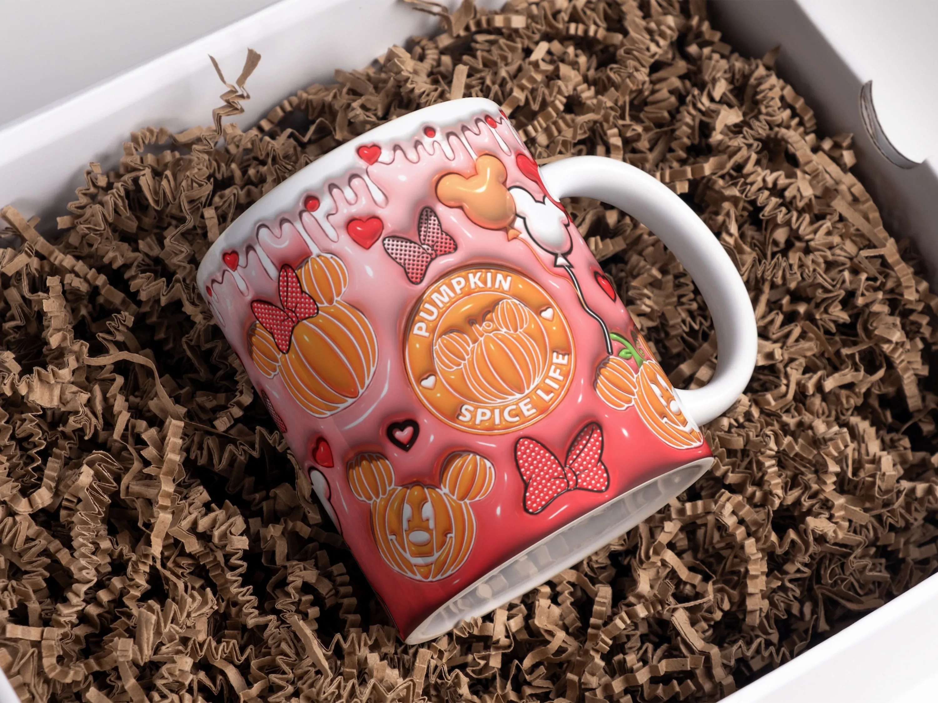 3D Pumpkin Cartoon Inflated Mug Wrap Sublimation Design 11oz & 15oz, Puff Spice Life Mug Sublimation Designs PNG, Mug Template Sublimation