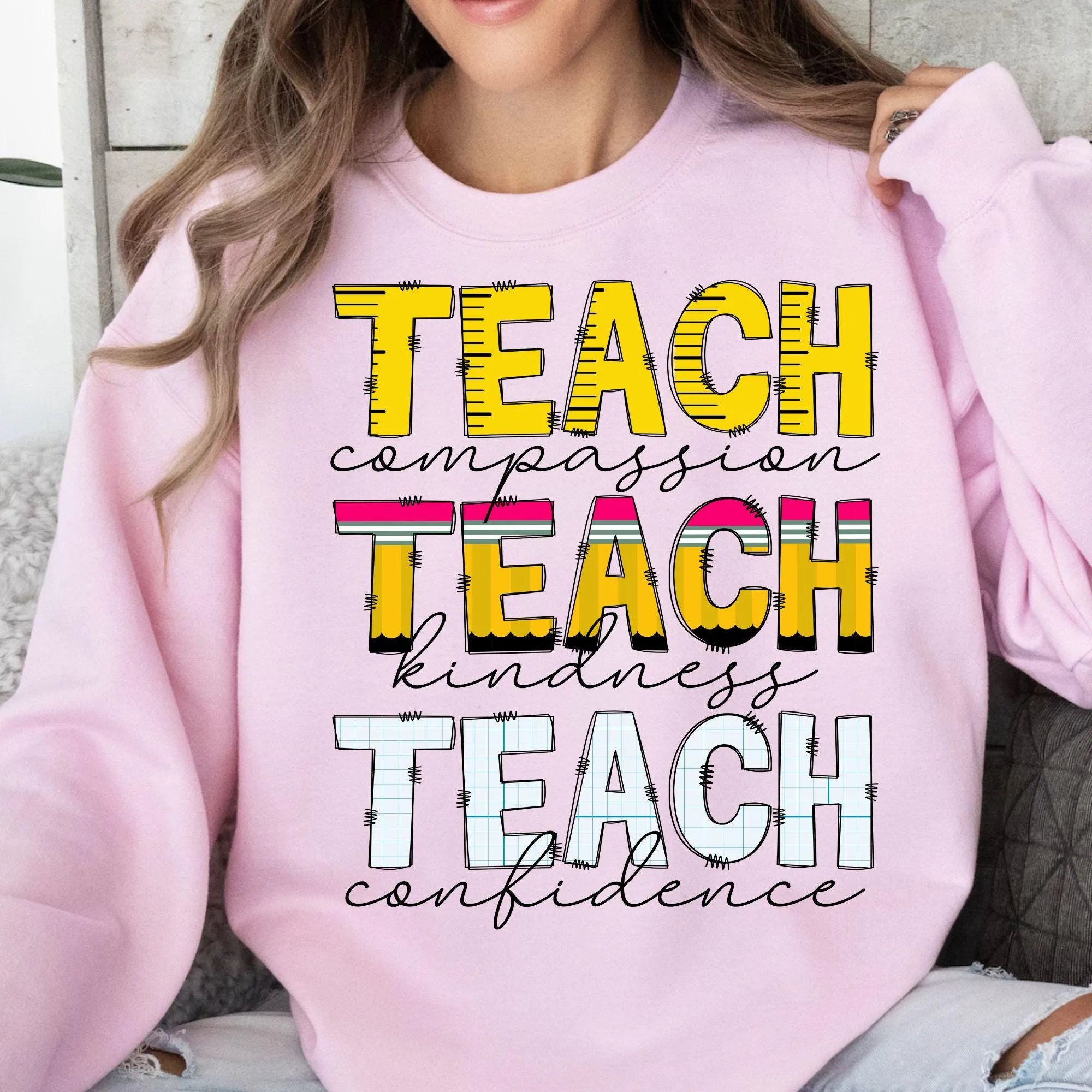 Teach Shirt PNG Design | Educator T-Shirt Design | Creative Classroom Sweatshirt Graphic | Teach PNG | Transparent Background Sublimation