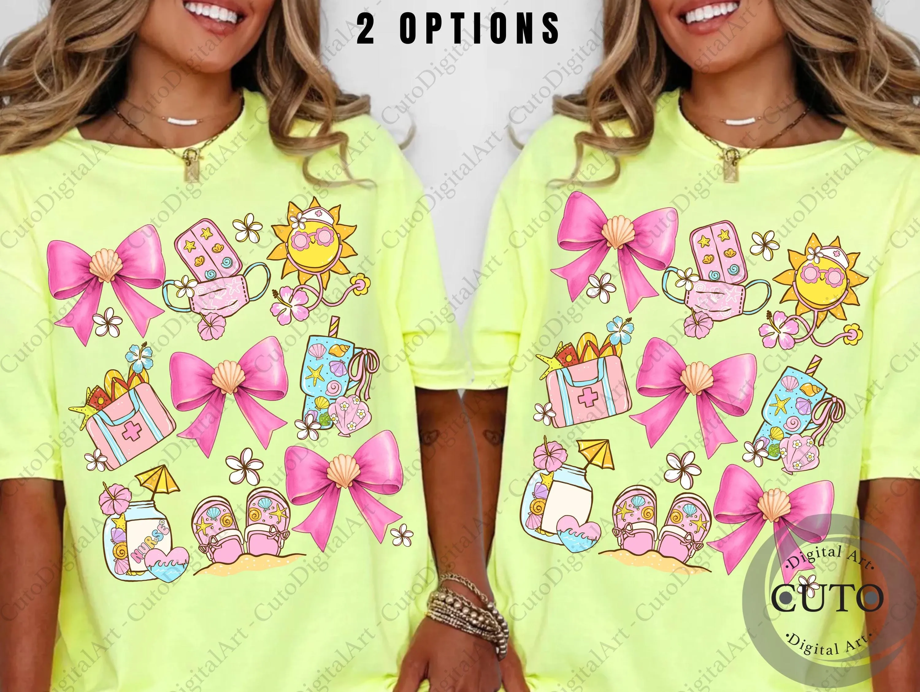 Summer Nurse PNG for T-Shirts | Pink Blue Yellow Nurse Life Design | Beach Nurse Art Sublimation | Trendy Tropical Medical Nurse Shirt PNG