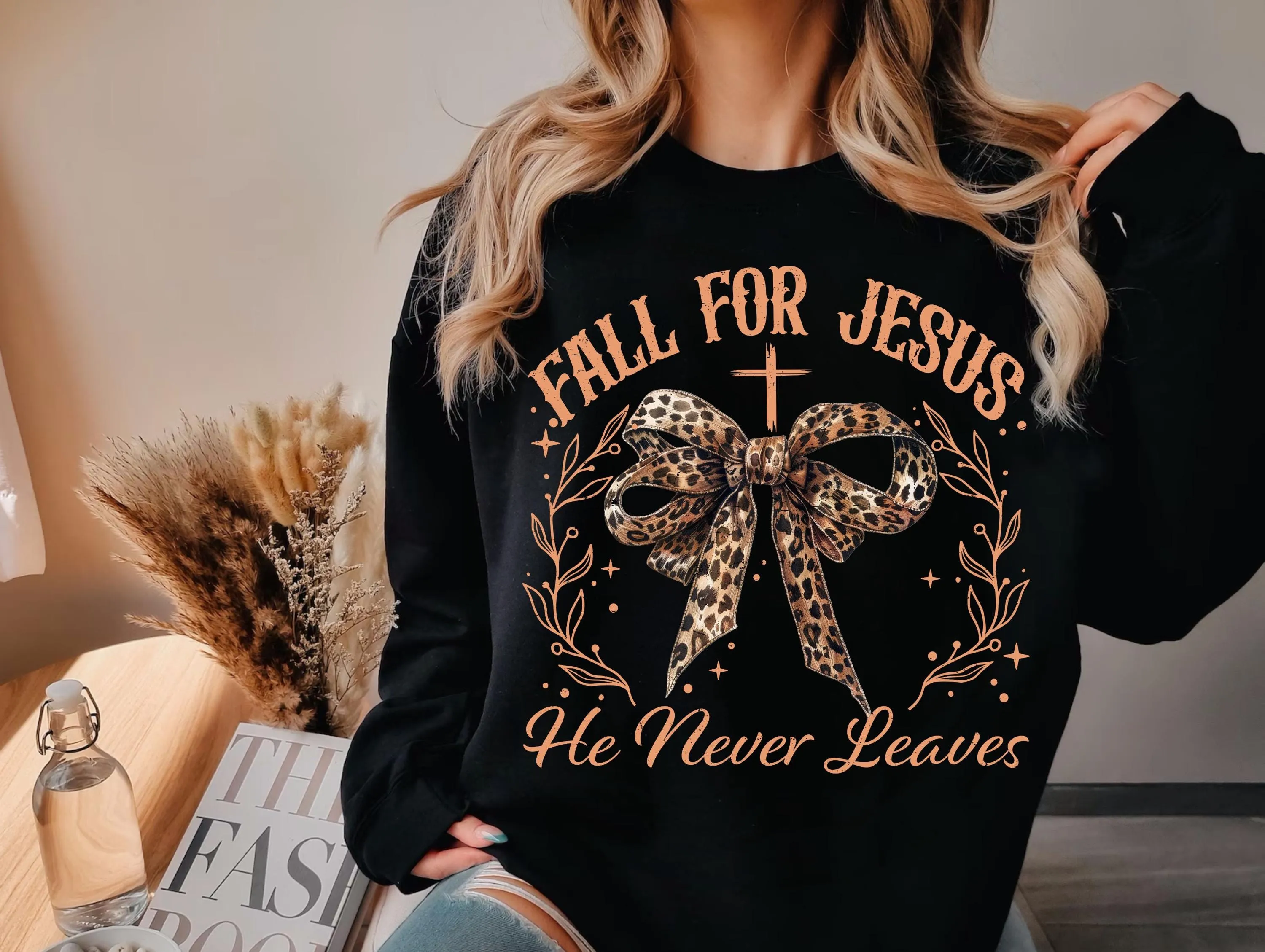 Religious Fall Vibes T-shirt Design, Christian Autumn Png, Thanksgiving Leopard Bow Sublimation, Retro Fall for Jesus, Instant Download