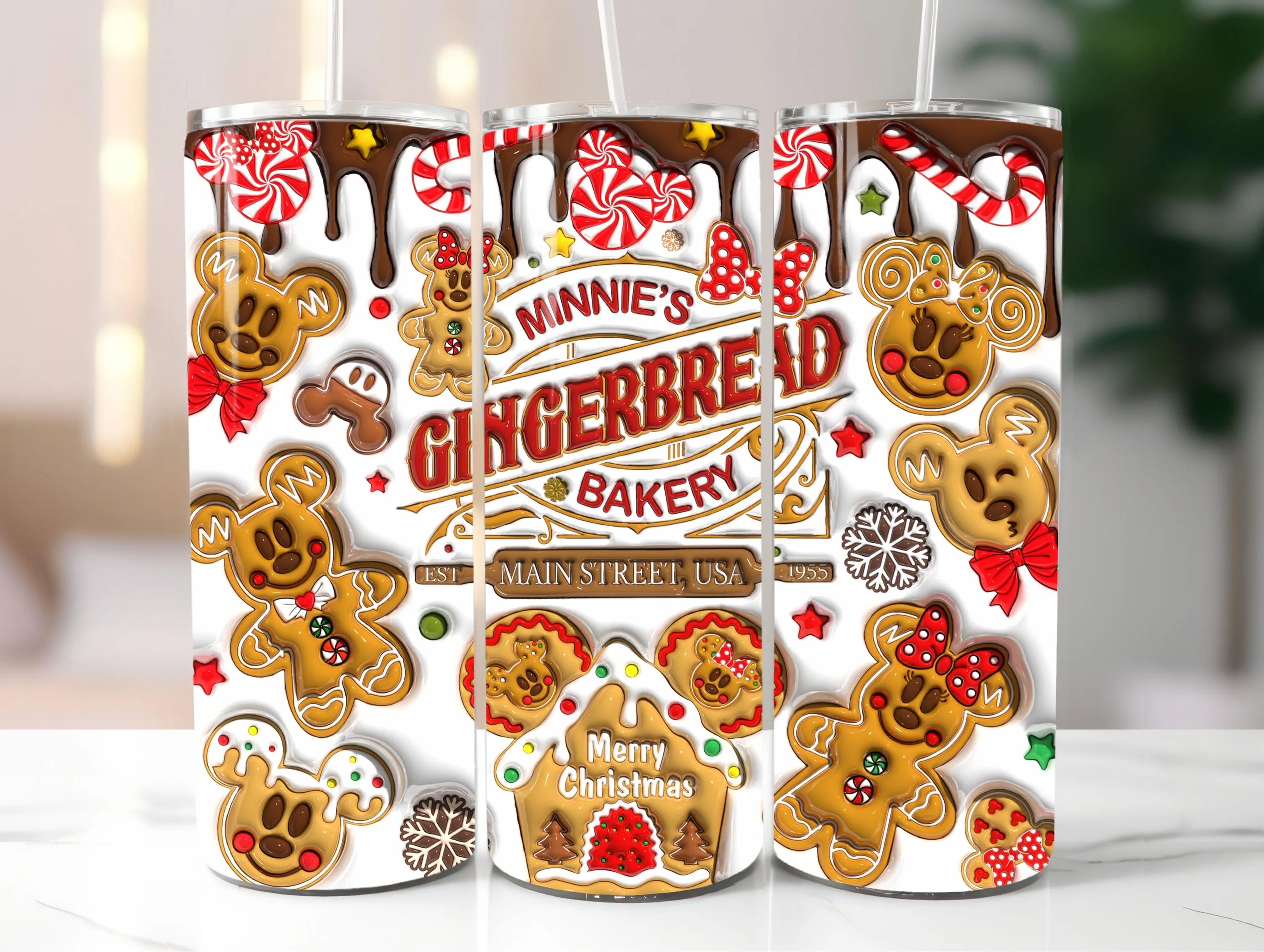 Gingerbread Bakery Christmas Cookies PNG Wrap | Holiday Treats Candy Canes Festive Sweets Winter Desserts for Tumblers And Cups Sublimation