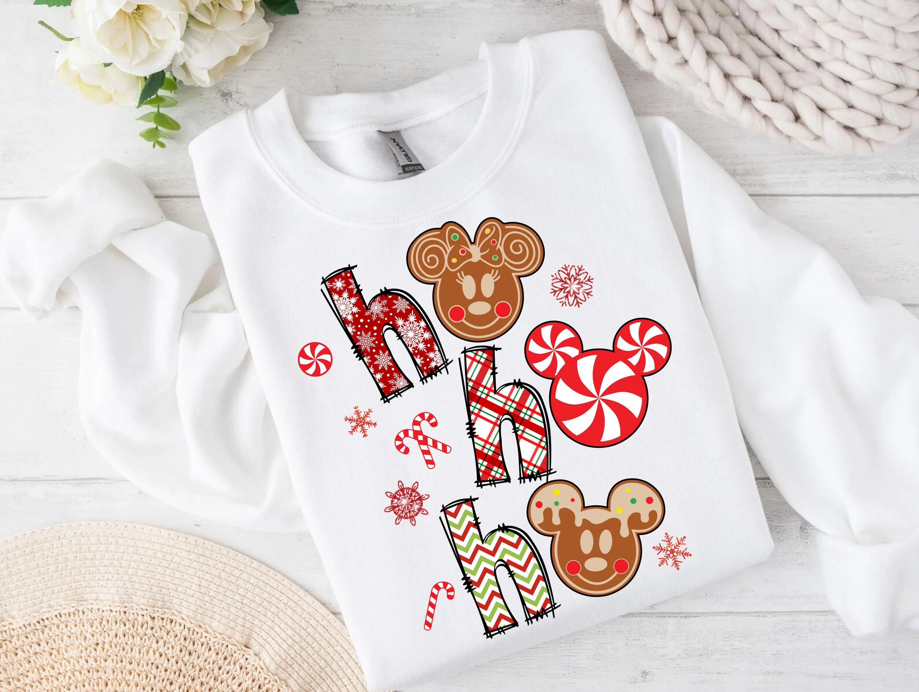 Ho Ho Ho Mouse Christmas Digital Download, Holiday Gingerbread Ears Sublimation Design for T-Shirts, Sweatshirts, Xmas Mouse Transparent PNG