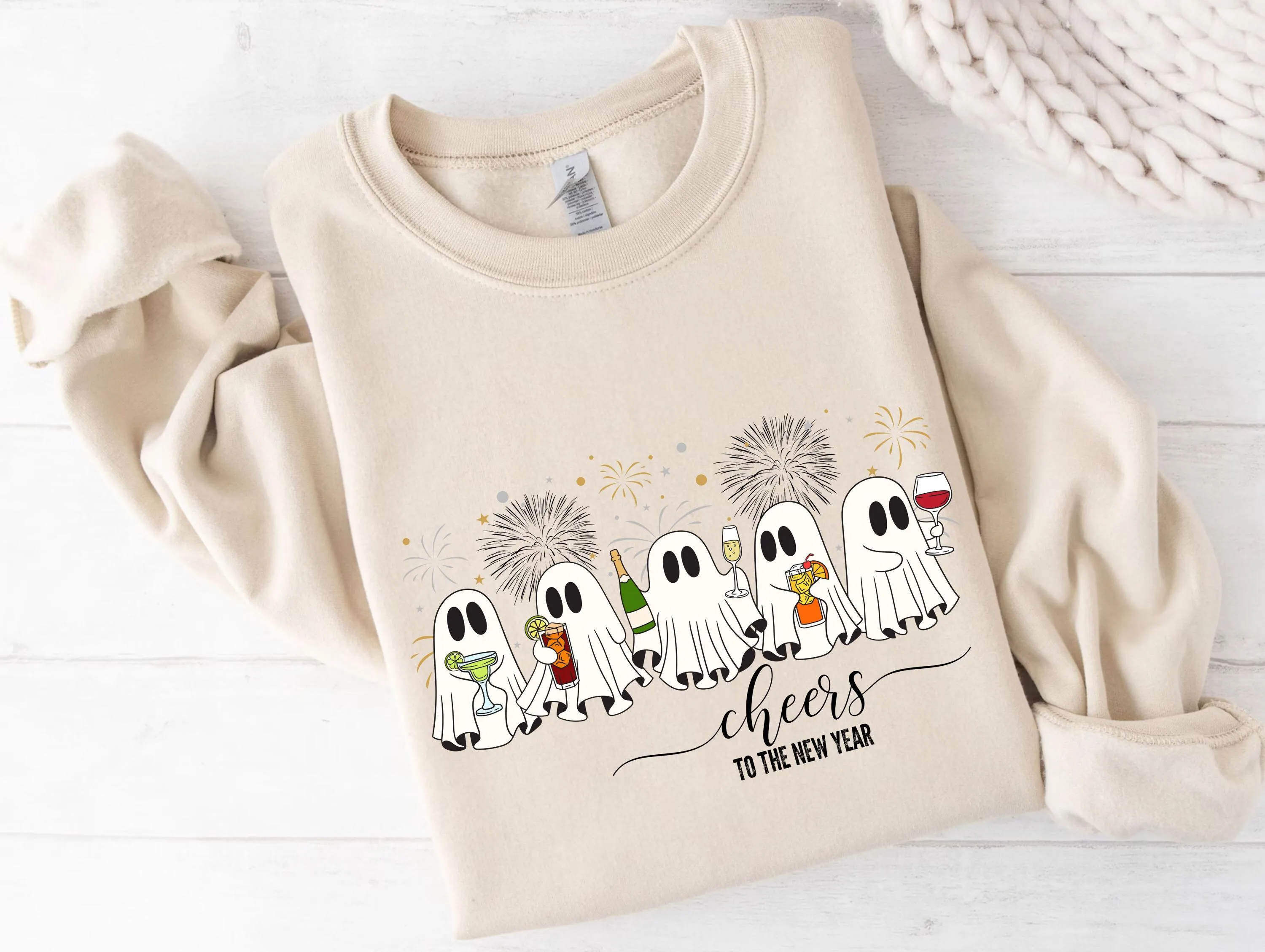 Cheers to the New Year PNG Digital Download, Cute Ghost New Year Sublimation Design Sweatshirts, Party 2025 T-Shirt PNG, Celebration Image