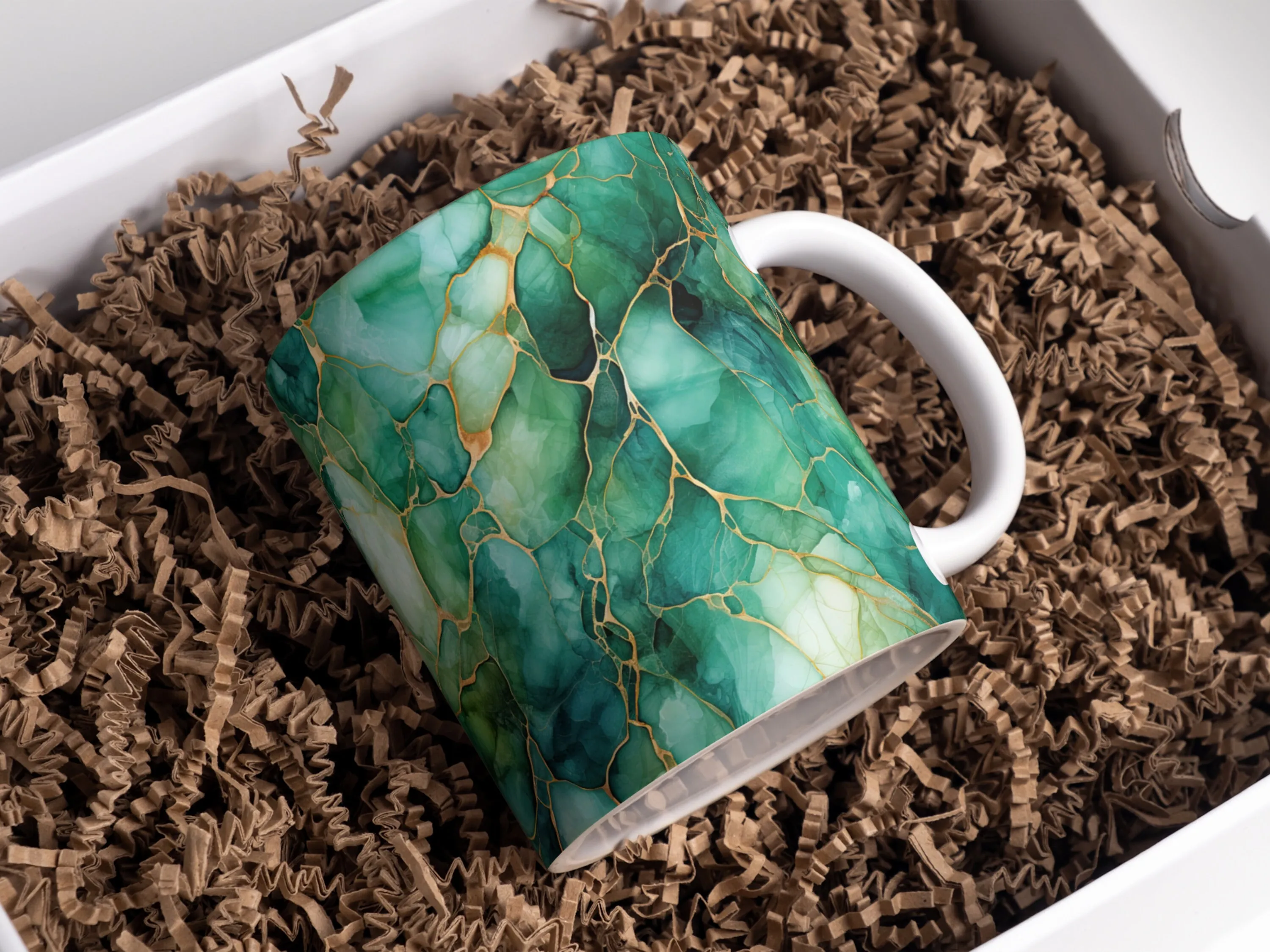 Green And Gold Marble Alcohol Ink Texture Mug Wrap Sublimation, Mug Template For Sublimation, 11oz and 15oz Mug Wrap PNG Sublimation Design