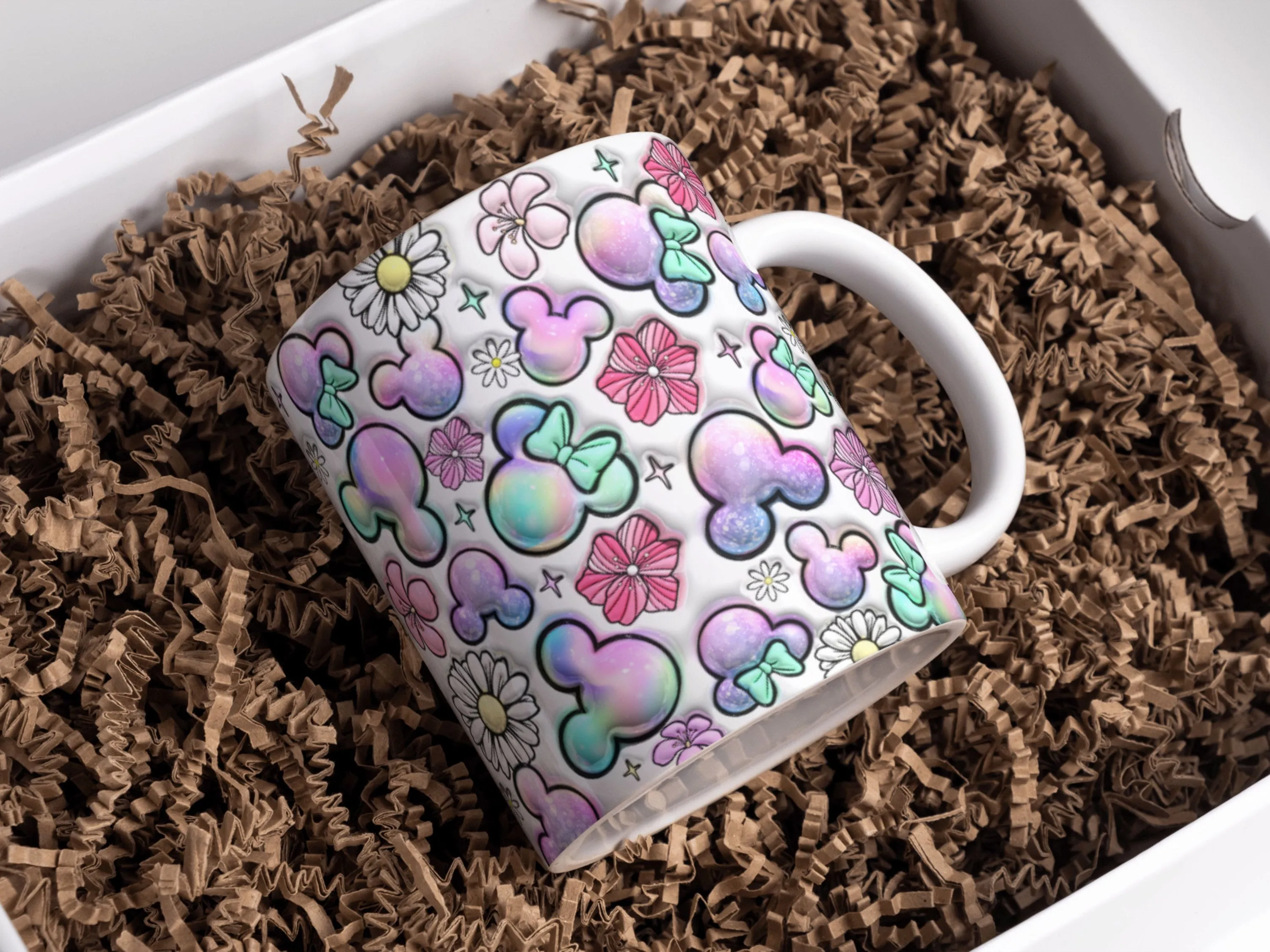 3D Mouse Cotton Candy Inflated Mug Wrap Sublimation Design 11oz & 15oz, 3D Puffy Cartoon Mug PNG, Mug Sublimation Designs Instant Download