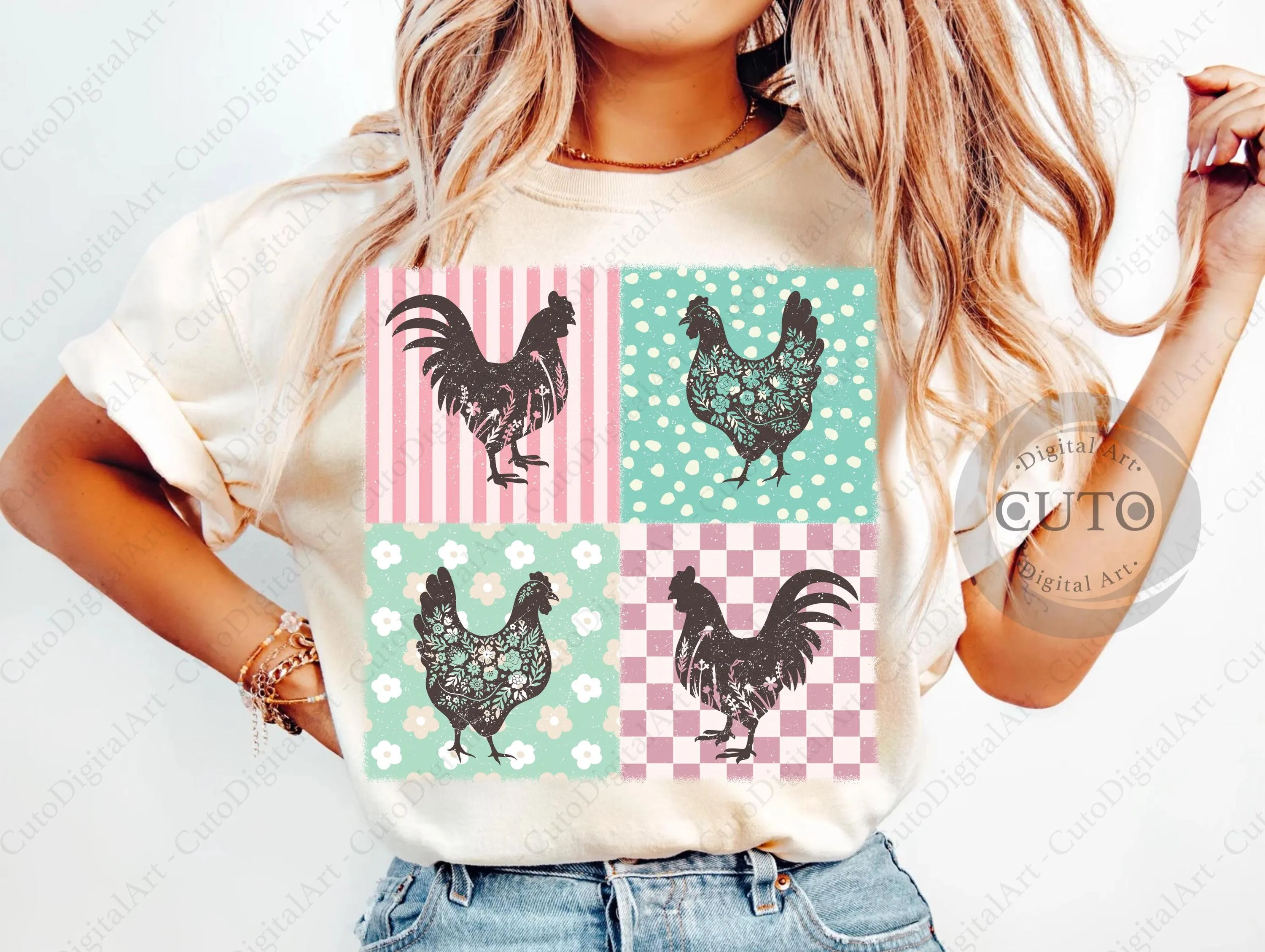 Retro Floral Chicken PNG Sublimation, Summer Farm Shirt PNG, Retro Summer Chicken t-shirt PNG, Hot Mom Summer Design, Instant Download