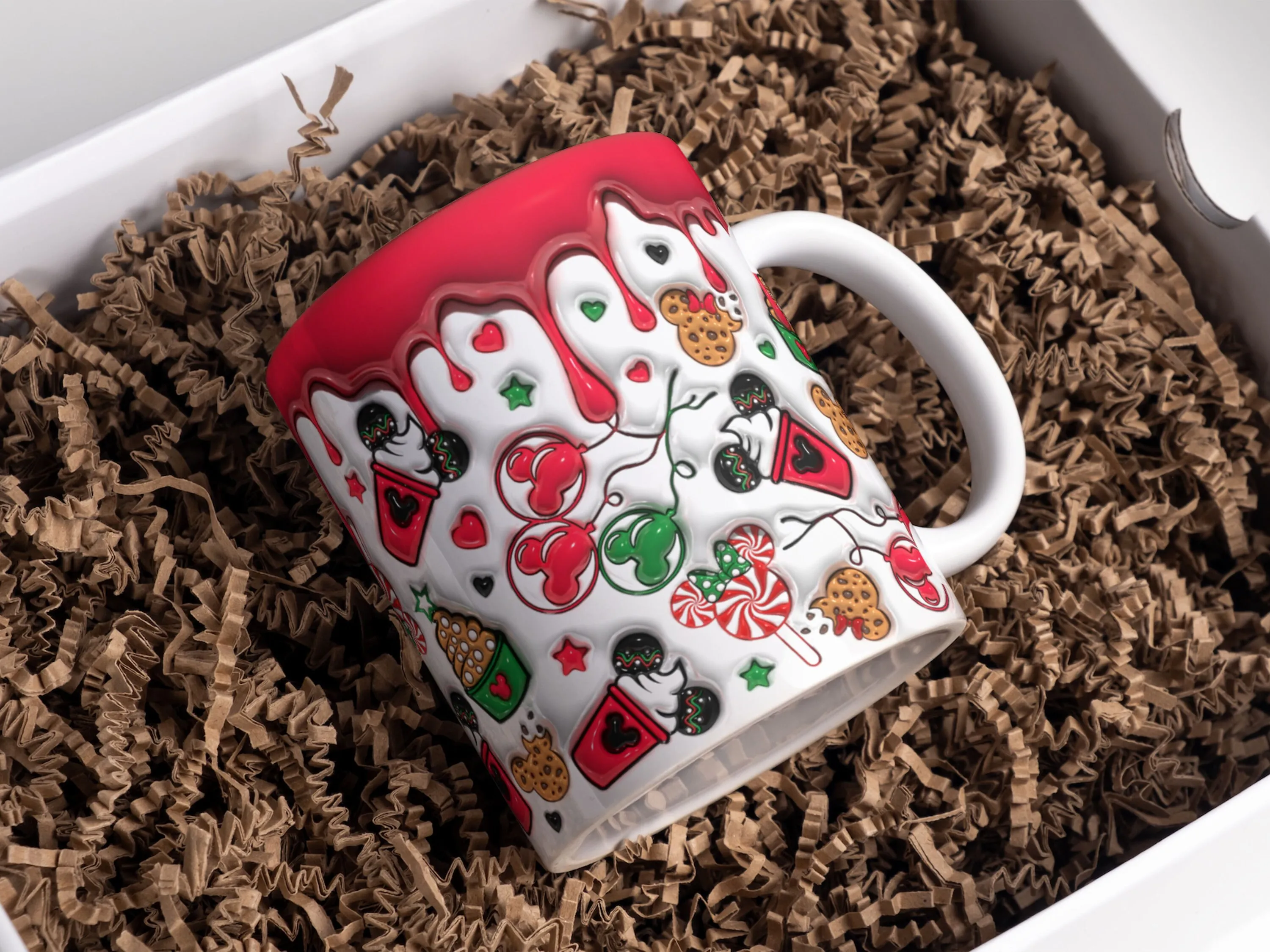 3D Christmas Candy Inflated Mug Wrap Sublimation Design 11oz & 15oz, Puffy Cartoon Snacks Xmas Mug Wrap PNG, Instant Digital Download