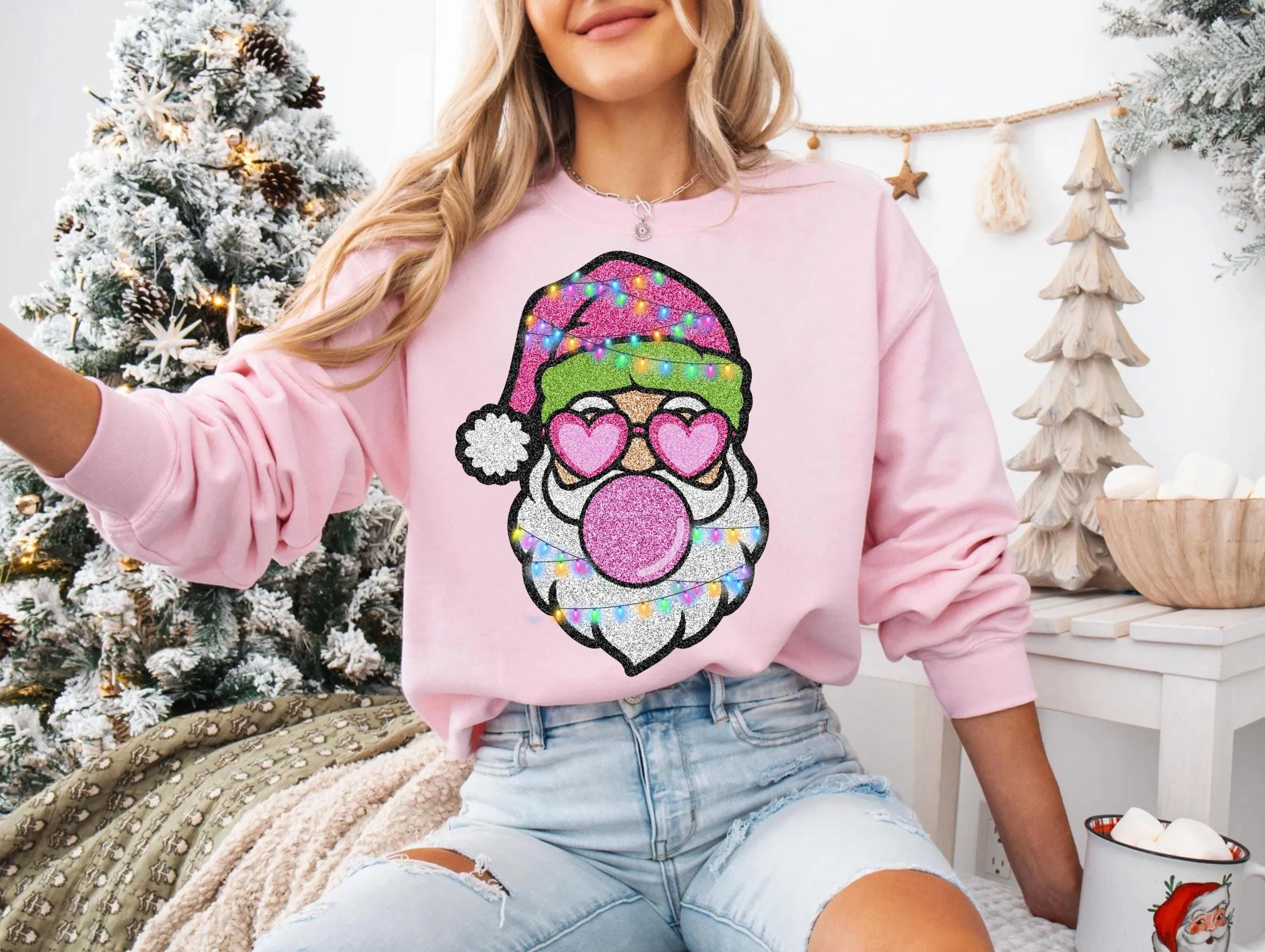 Sparkly Santa Claus T-Shirt Design, Christmas Glitter Bling PNG, Xmas Sublimation, Holiday PNG, Santa Glitter Digital File, Digital Download