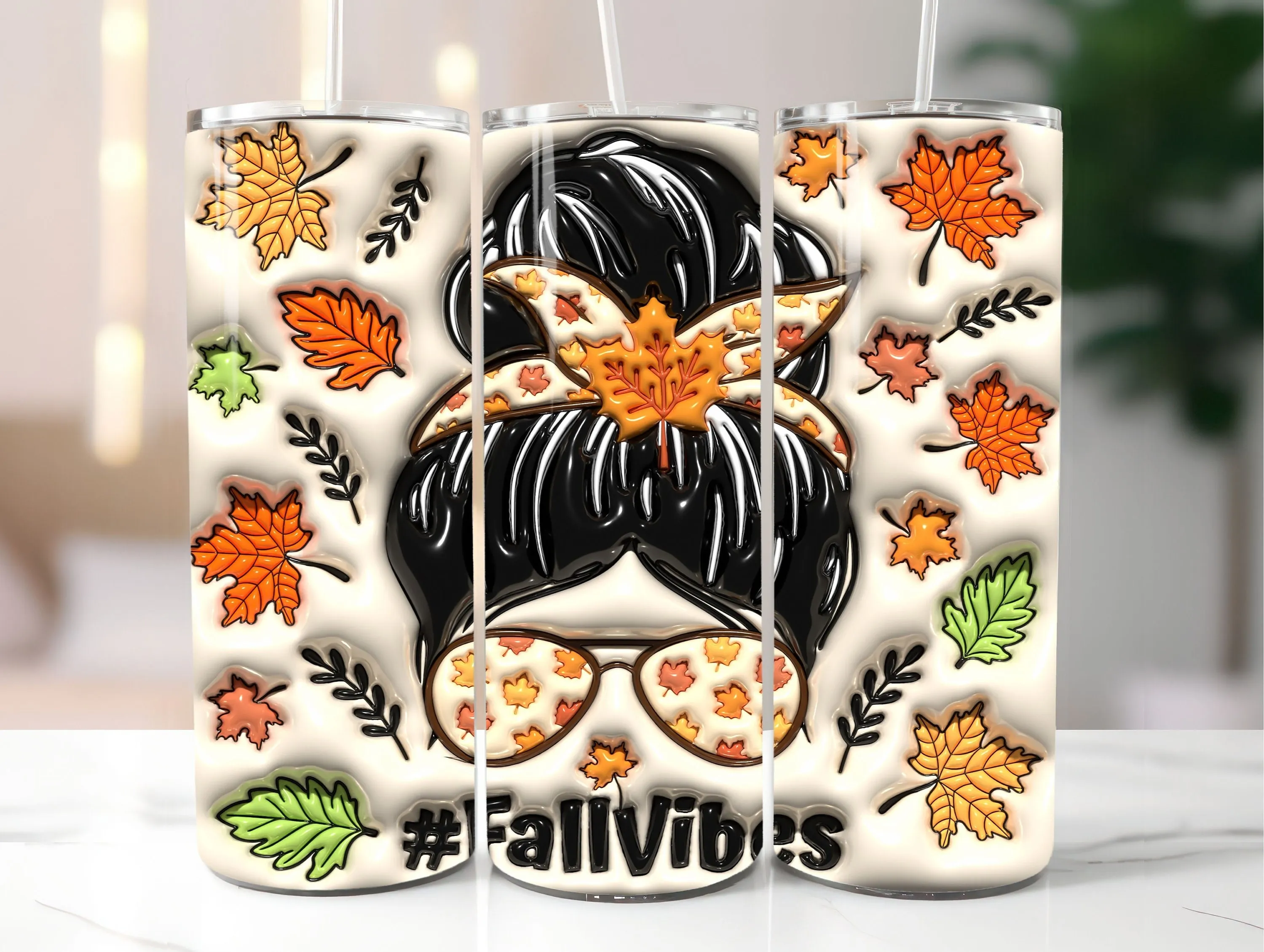 3D Fall Mom Life Inflated Tumbler Wrap PNG - 3D Puff Fall Vibes 20oz Tumbler Sublimation - Skinny Tumbler Wrap - Instant Digital Download