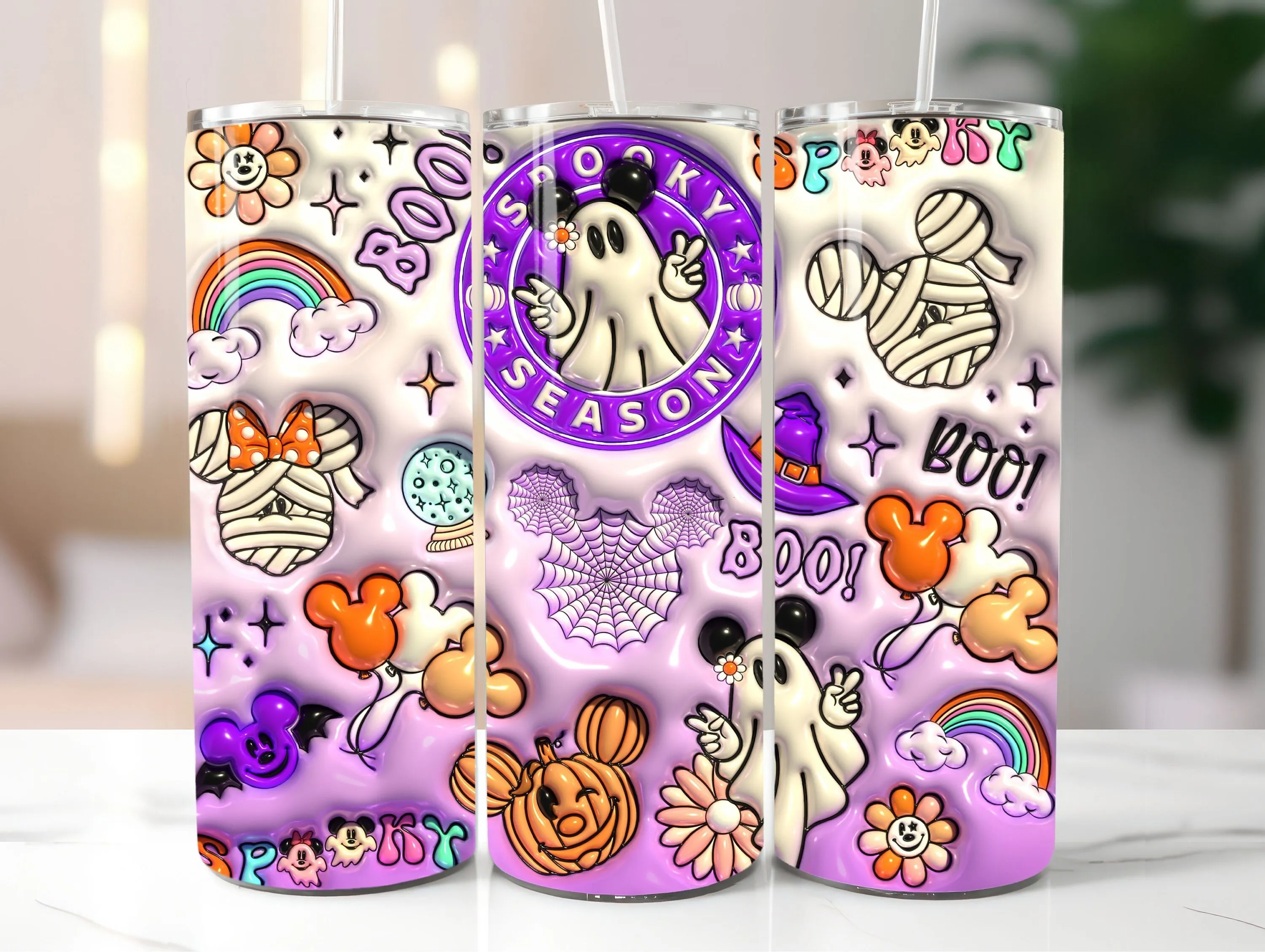 Funny Spooky Season Design | Halloween Ghost Pumpkin Cup Art | Cute Cartoon Tumbler PNG Transfer File | Digital Download Sublimation Art
